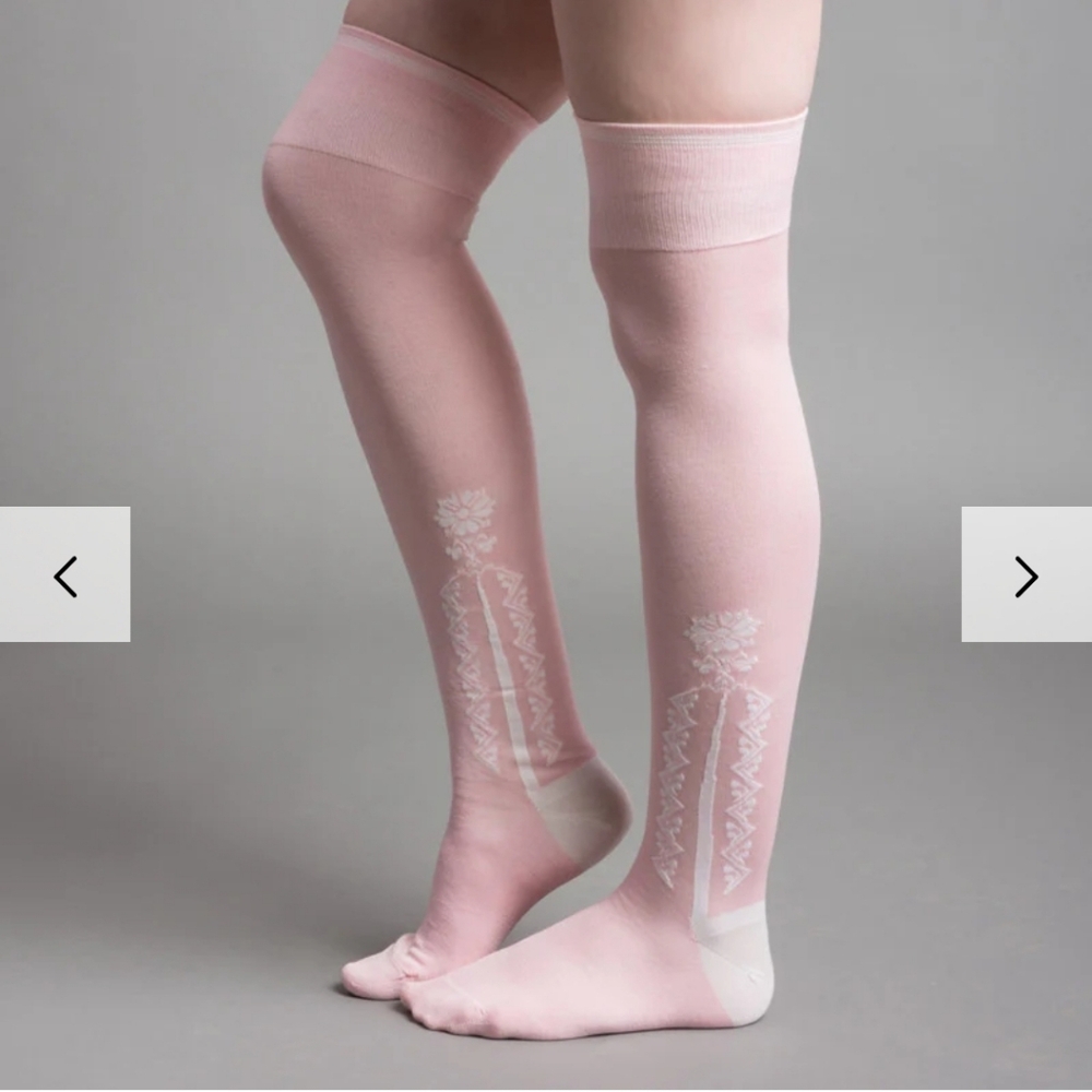 American Duchess 18th Century Pink Clocked Stockings NWT